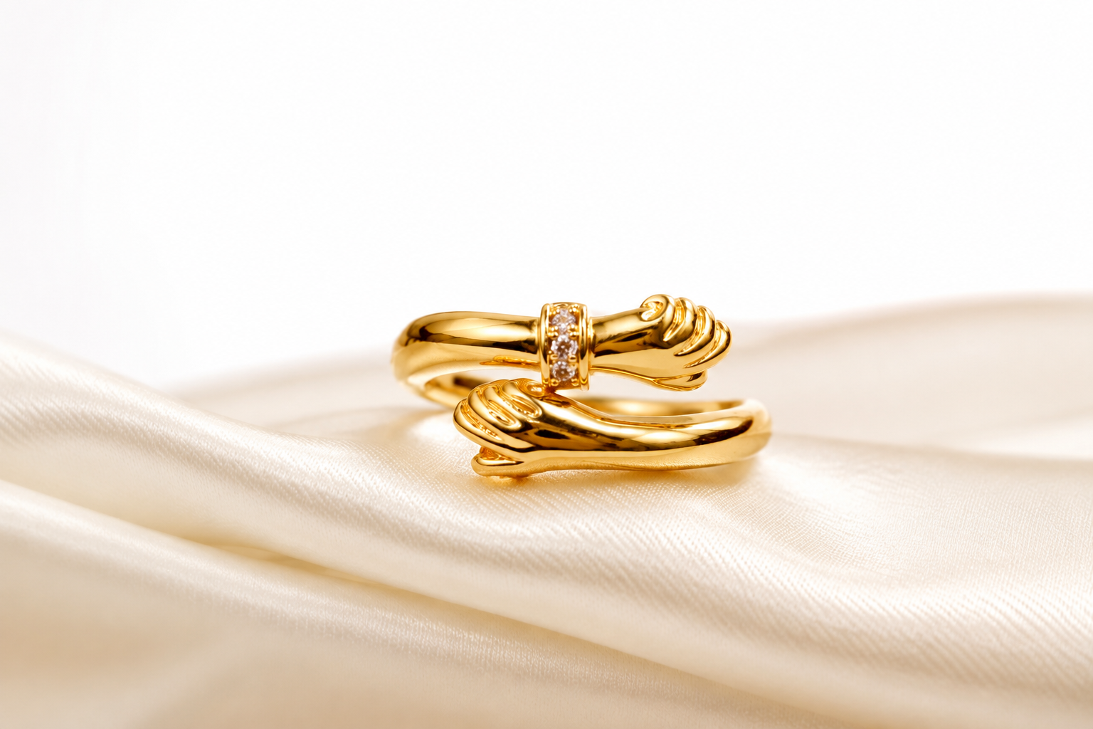 Embrace Hands Gold-Tone Statement Ring