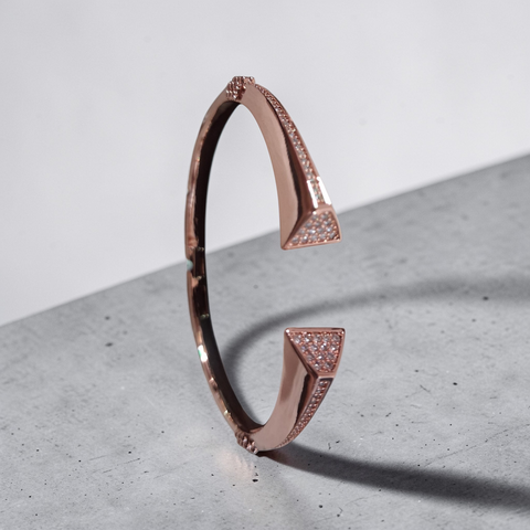 Contemporary rose gold geometric cuff bracelets