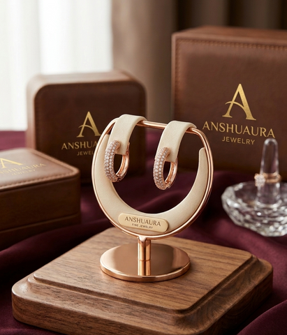 Anshuaura Divine Harmony – Premium Diamond-Studded Hoop Earrings
