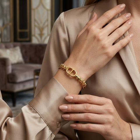 Gold-Plated Double Oval Designer