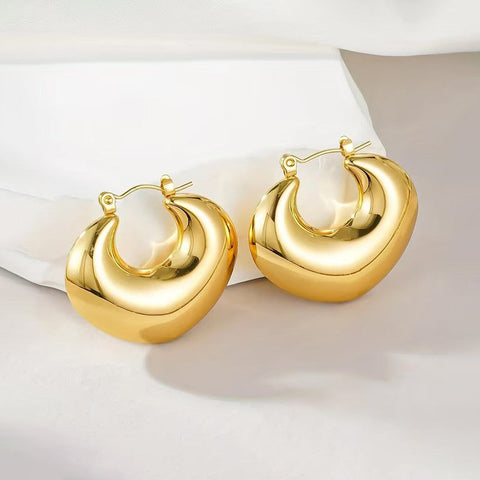 Aurora Chunky Gold Croissant Hoop Earrings - Anti-Tarnish Lifestyle Wear