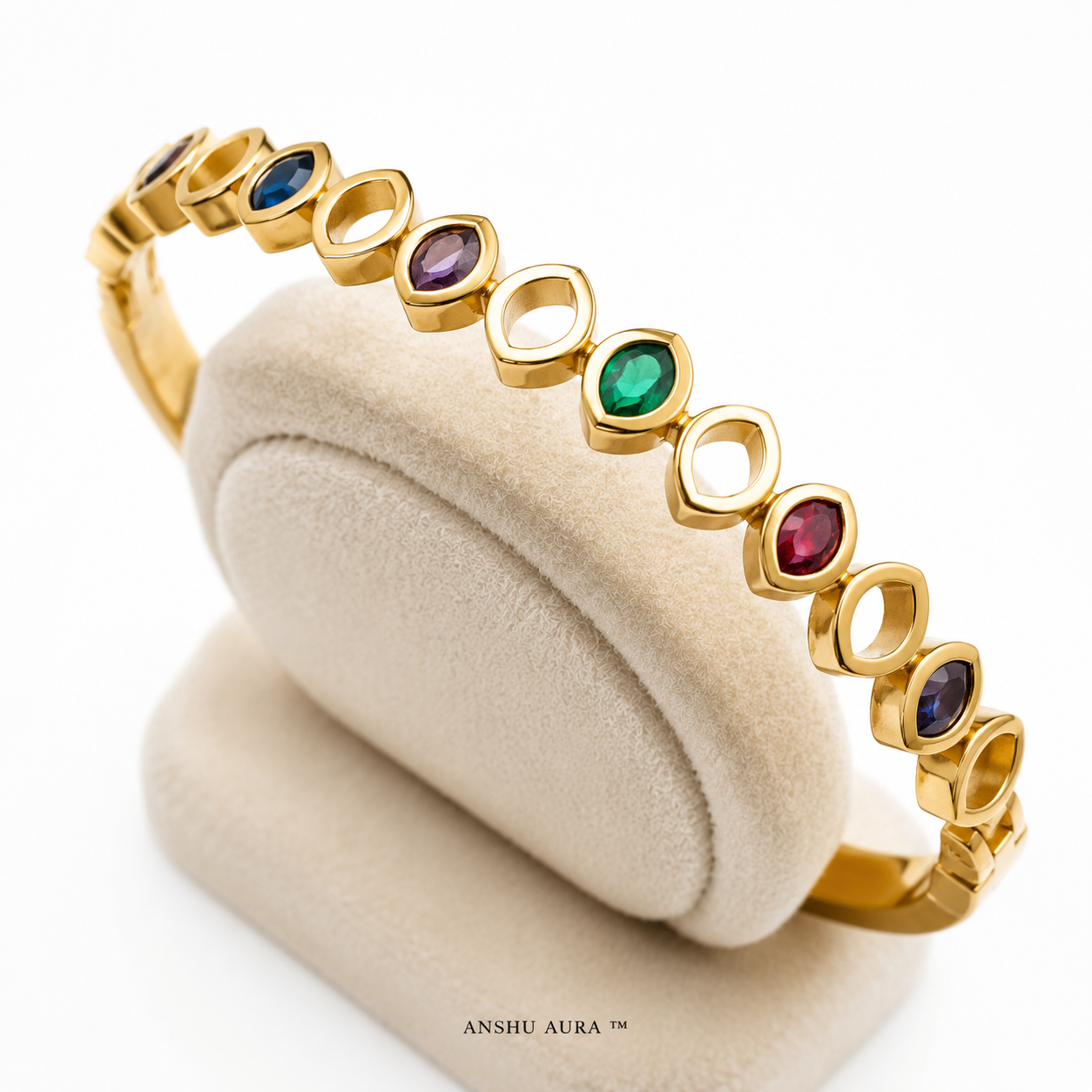 Aurora Multicolor Gemstone Gold Bracelet