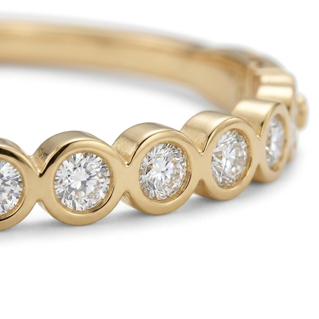 Gold Finish Bezel Stone Bangle