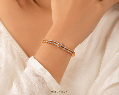 Floral Sparkle Gold-Plated Premium Bracelet