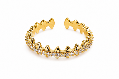 Royal Crown CZ Open Ring – Gold Finish