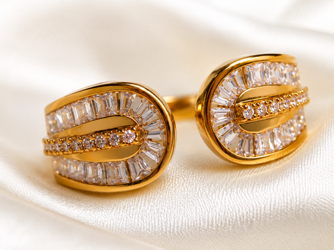 Celeste Radiance Open Cuff Ring
