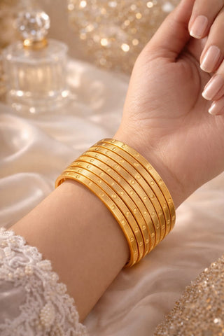 Anshu Aura Premium Gold Finish Designer Bangles Set – Elegant Luxury Collection