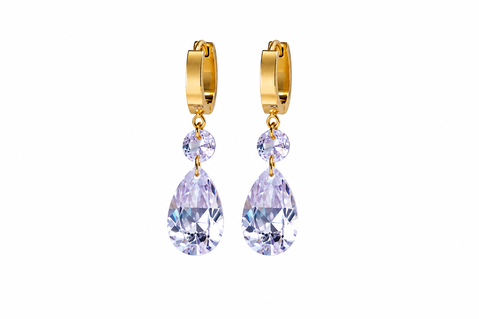 Crystal Drop Hoop Earrings