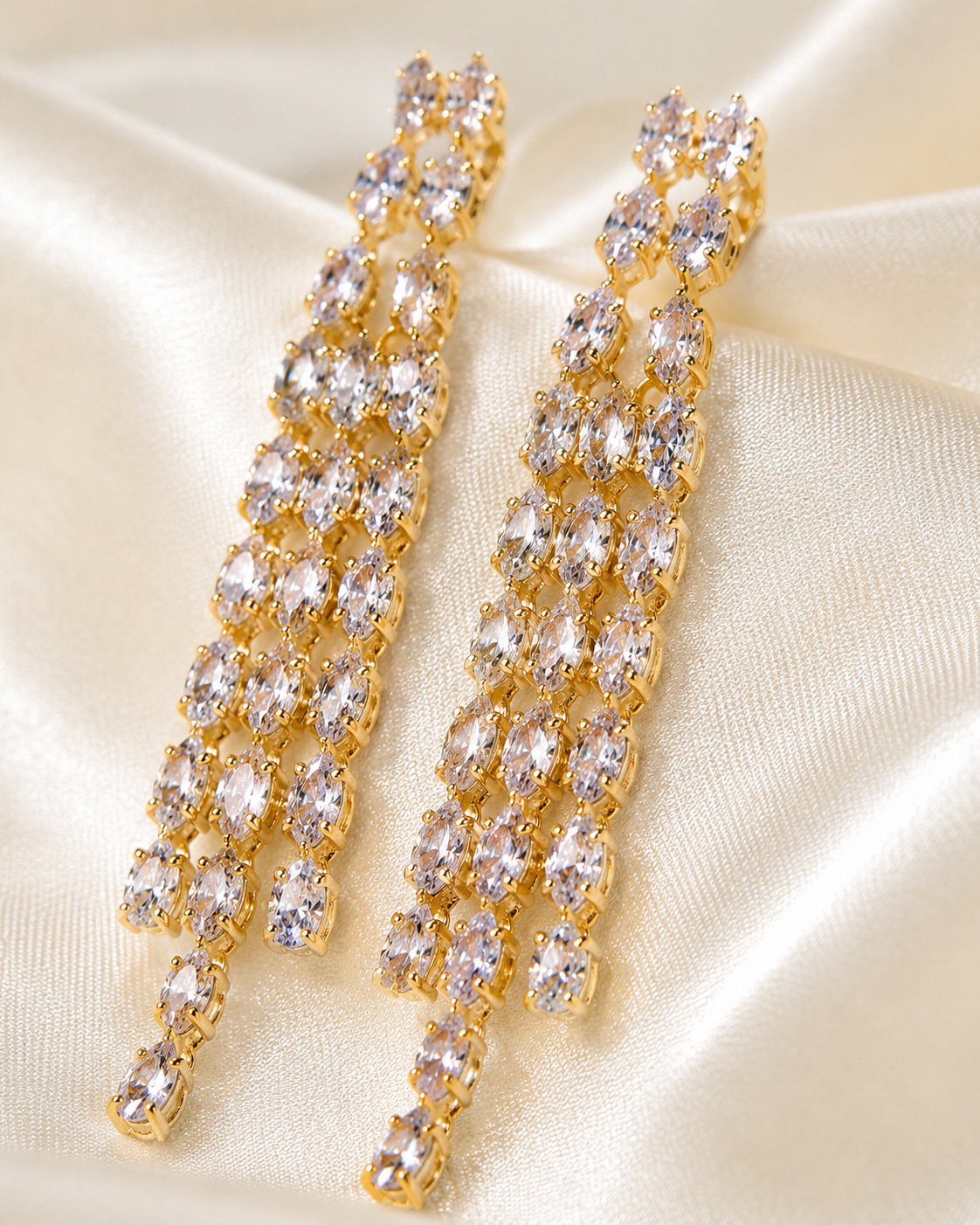 Crystal Cascade Tassel Earrings