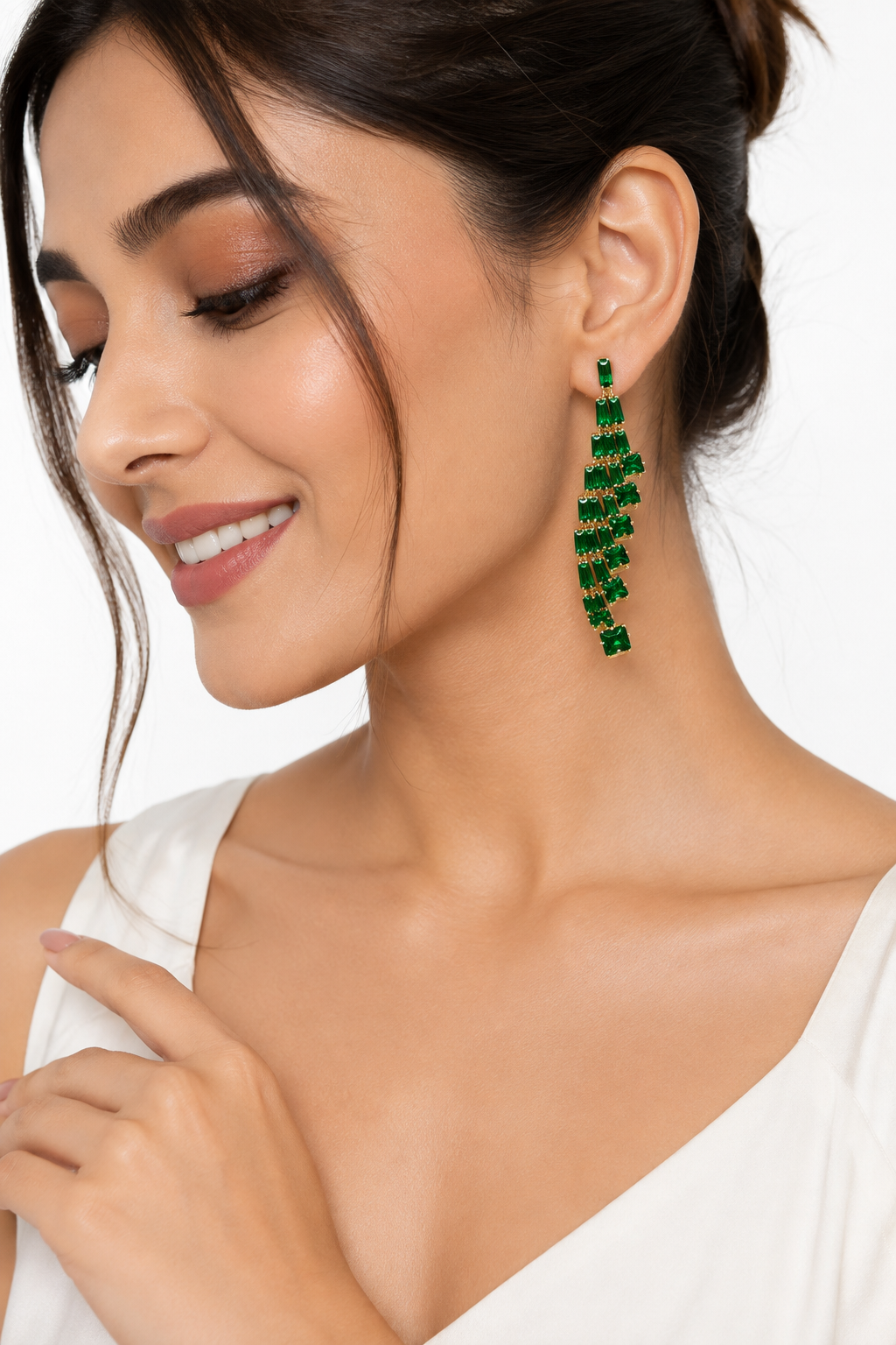 Emerald Cascade Drop Earrings