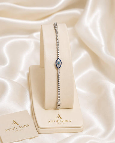 Evil Eye Tennis Bracelet | Silver Finish | Luxury Zircon Crystal Bracelet
