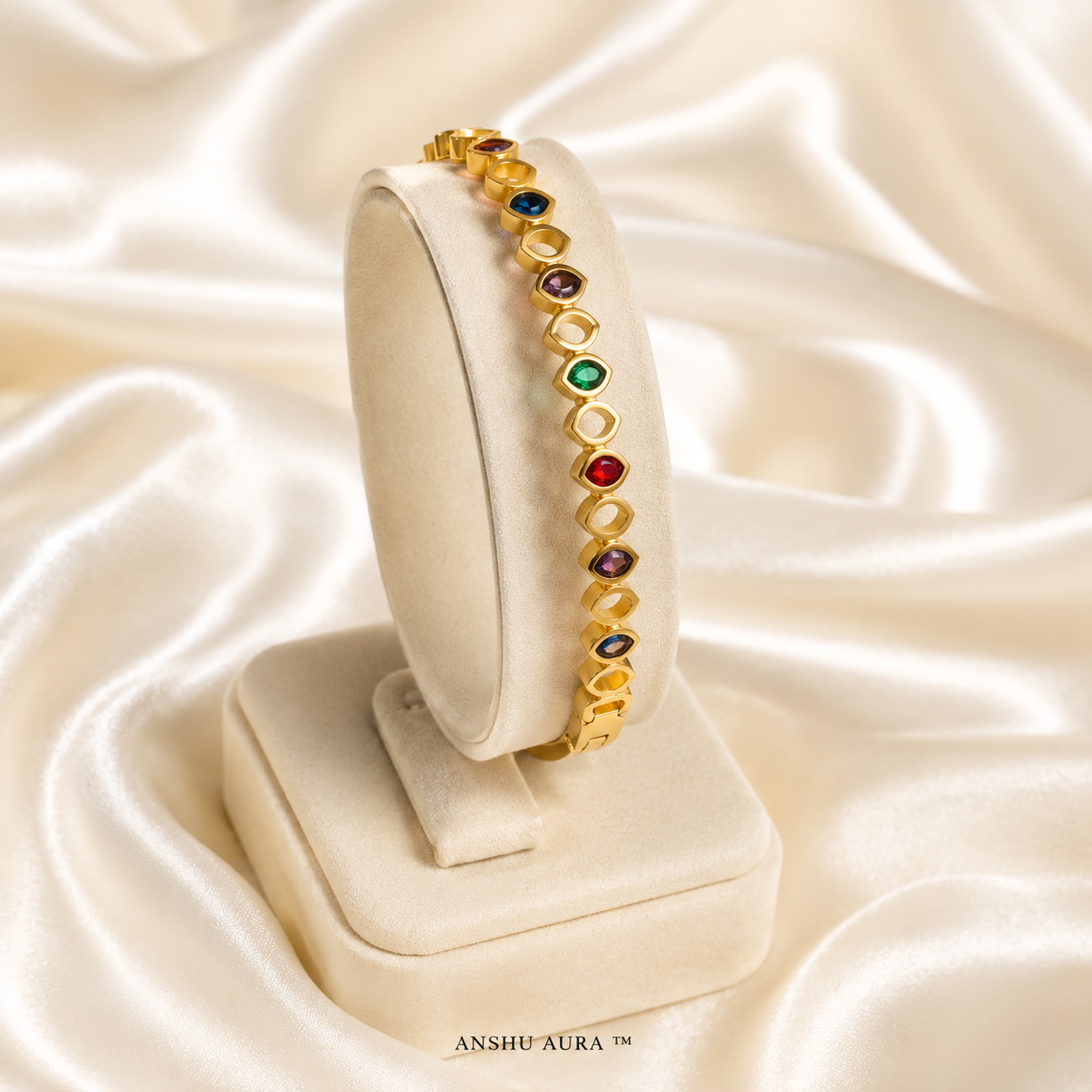 Aurora Multicolor Gemstone Gold Bracelet