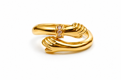 Embrace Hands Gold-Tone Statement Ring
