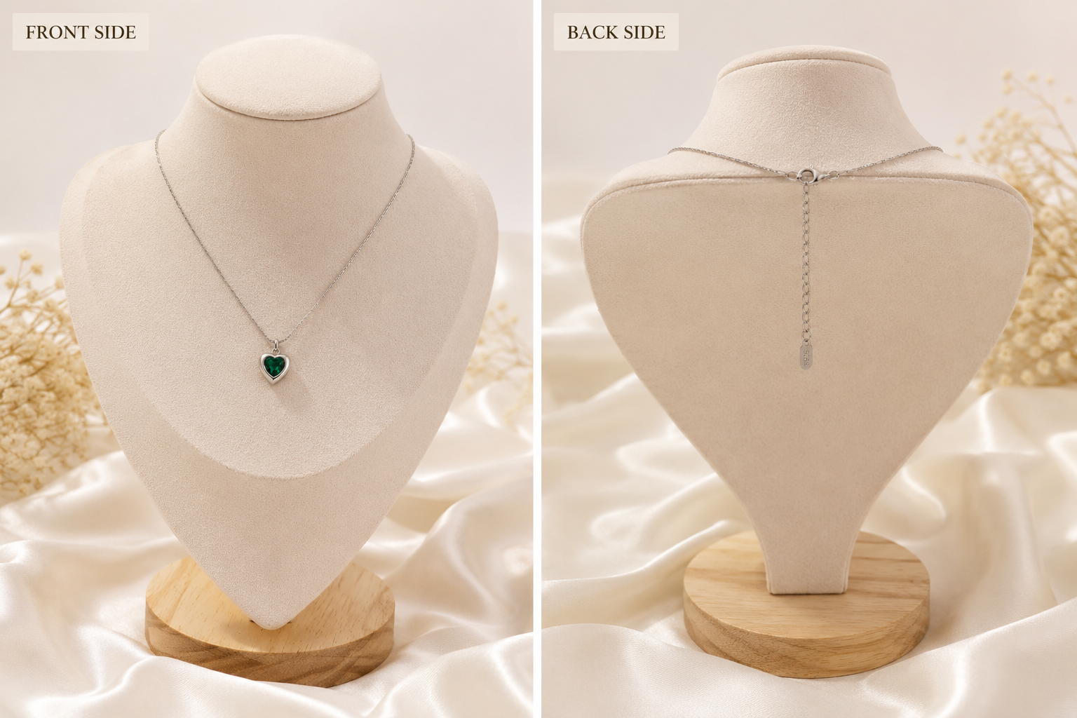 Emerald Heart Pendant Necklace