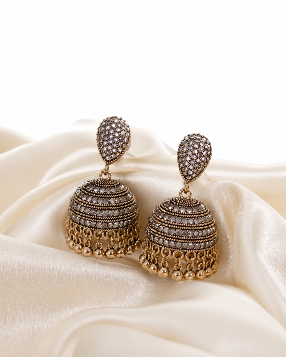 Vintage Crystal Jhumka Earrings