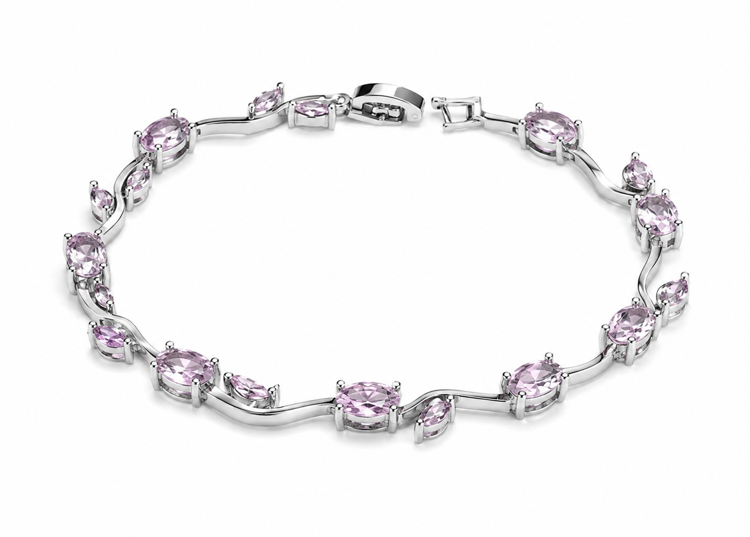 Lavender Pink Gemstone Silver Bracelet