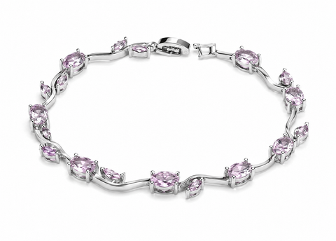 Lavender Pink Gemstone Silver Bracelet