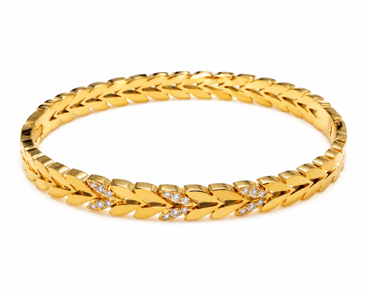 Golden Leaf Elegance Anti-Tarnish Bracelet