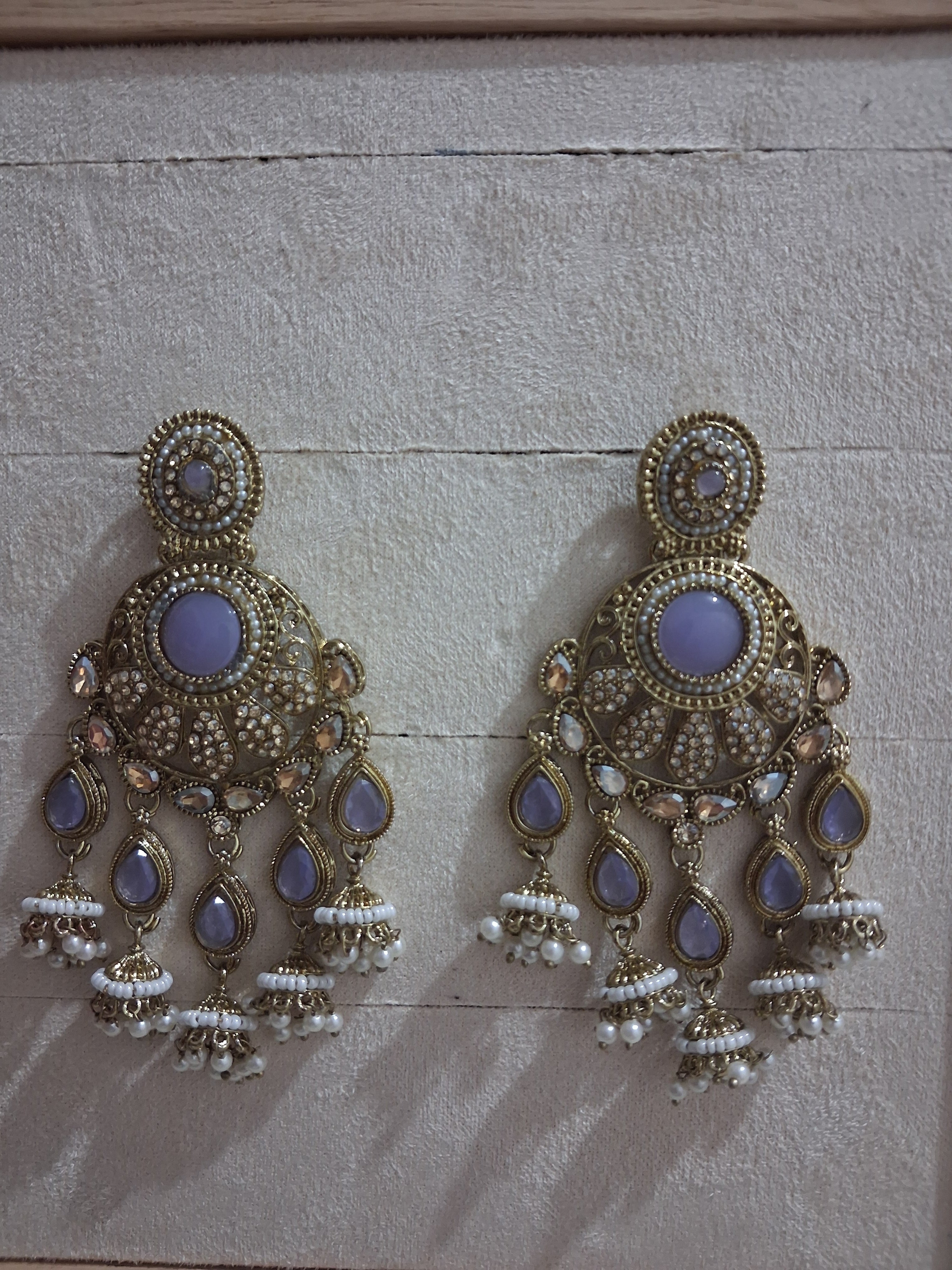 Royal Bahubali Kundan Chandbali Earrings with Triple Jhumki Drops