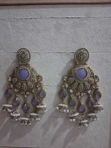 Royal Bahubali Kundan Chandbali Earrings with Triple Jhumki Drops