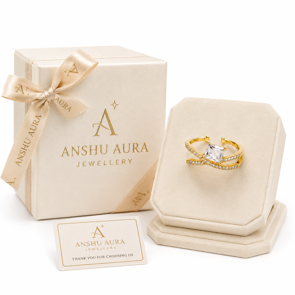 Crystal Cross Ring