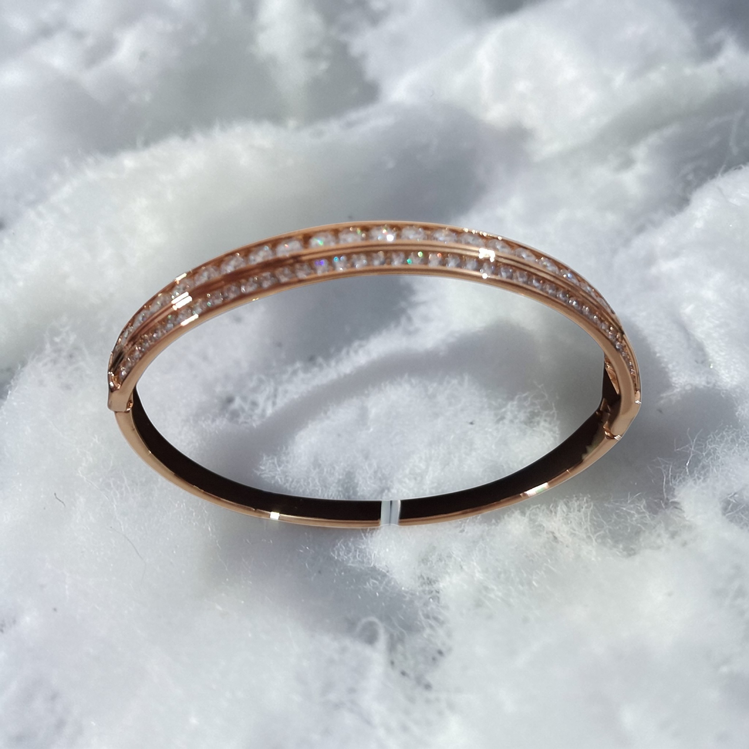 Ethereal Dual-Row Crystal Rose Gold Bangle