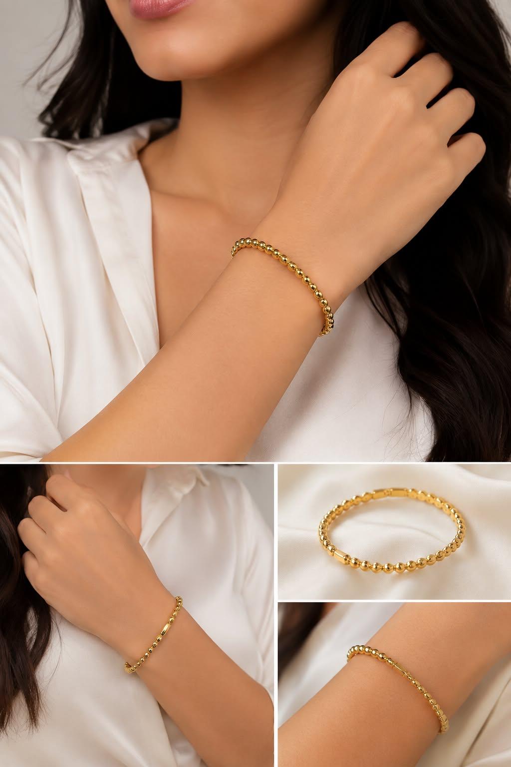 Gold Beaded Bracelet for Women | Elegant Minimalist Luxury Bracelet