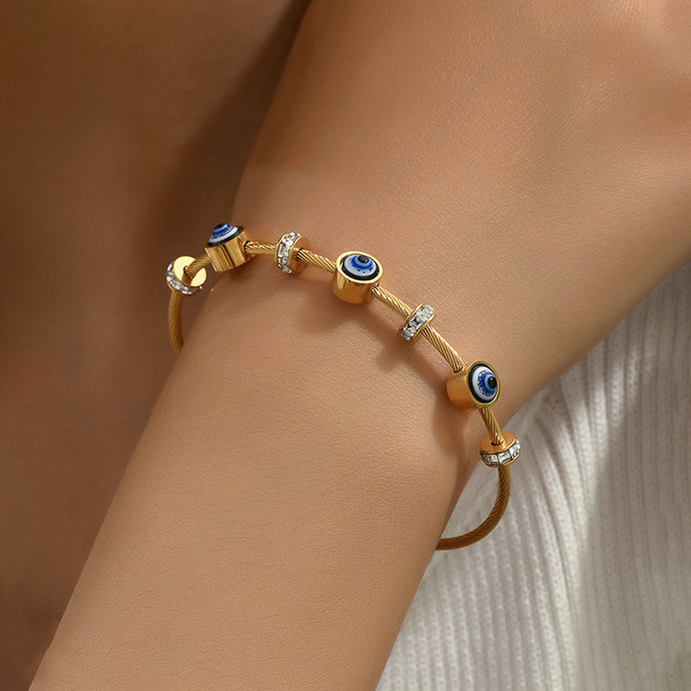 Aura Shield: Slim Twisted Cable Evil Eye Bracelet