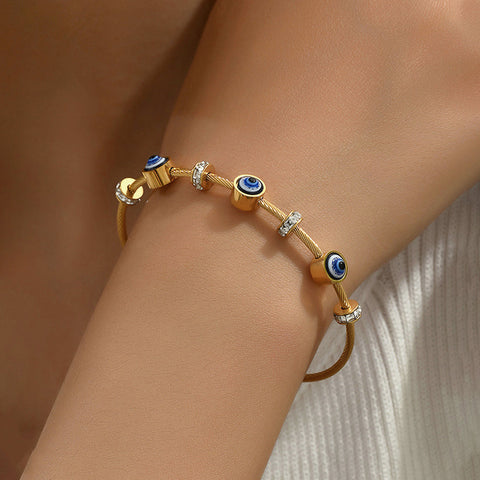 Aura Shield: Slim Twisted Cable Evil Eye Bracelet
