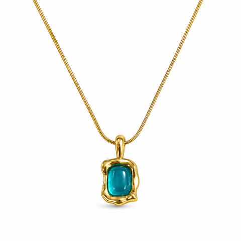 Turquoise Blue Stone Gold-Plated