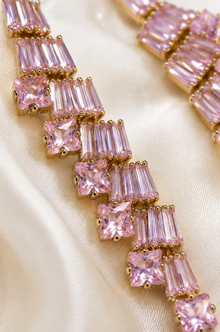 Pink Crystal Cascade Earrings