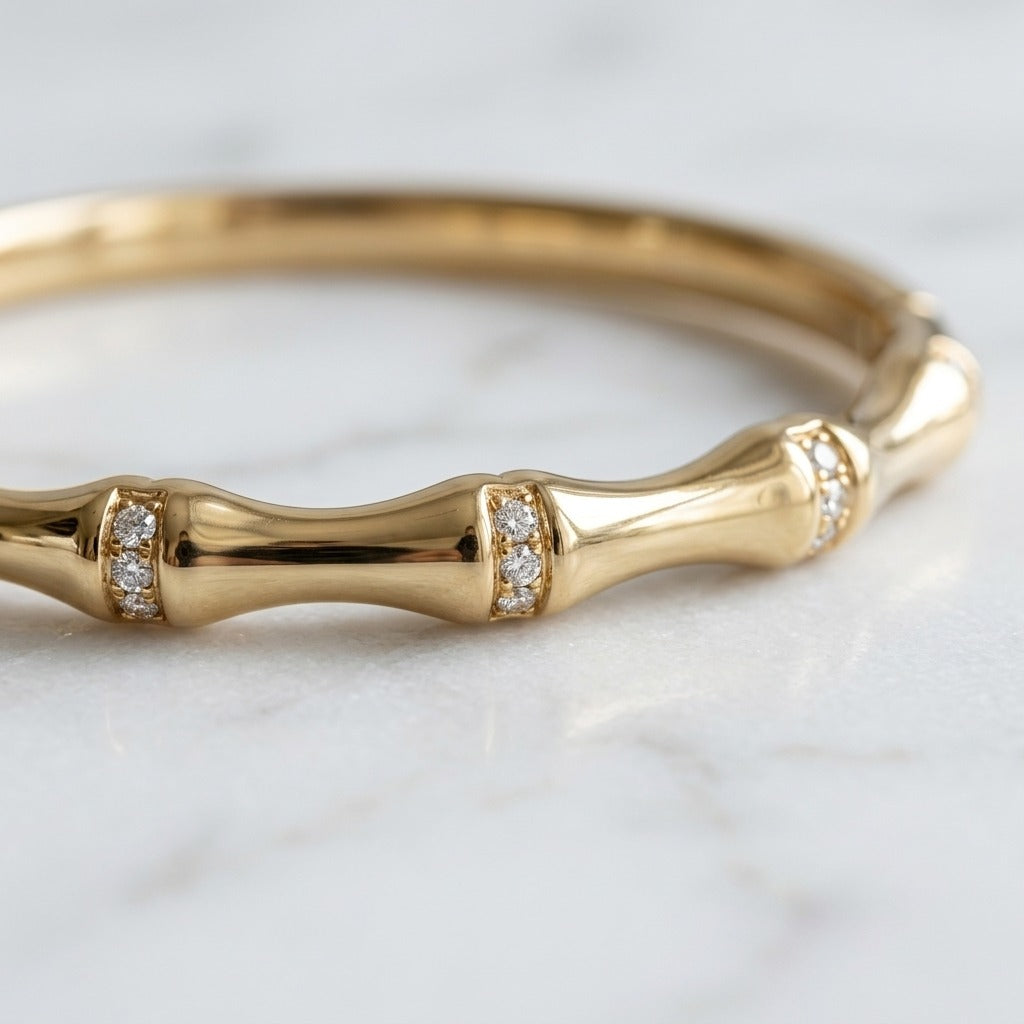 Bamboo Crystal Gold-Tone Kada