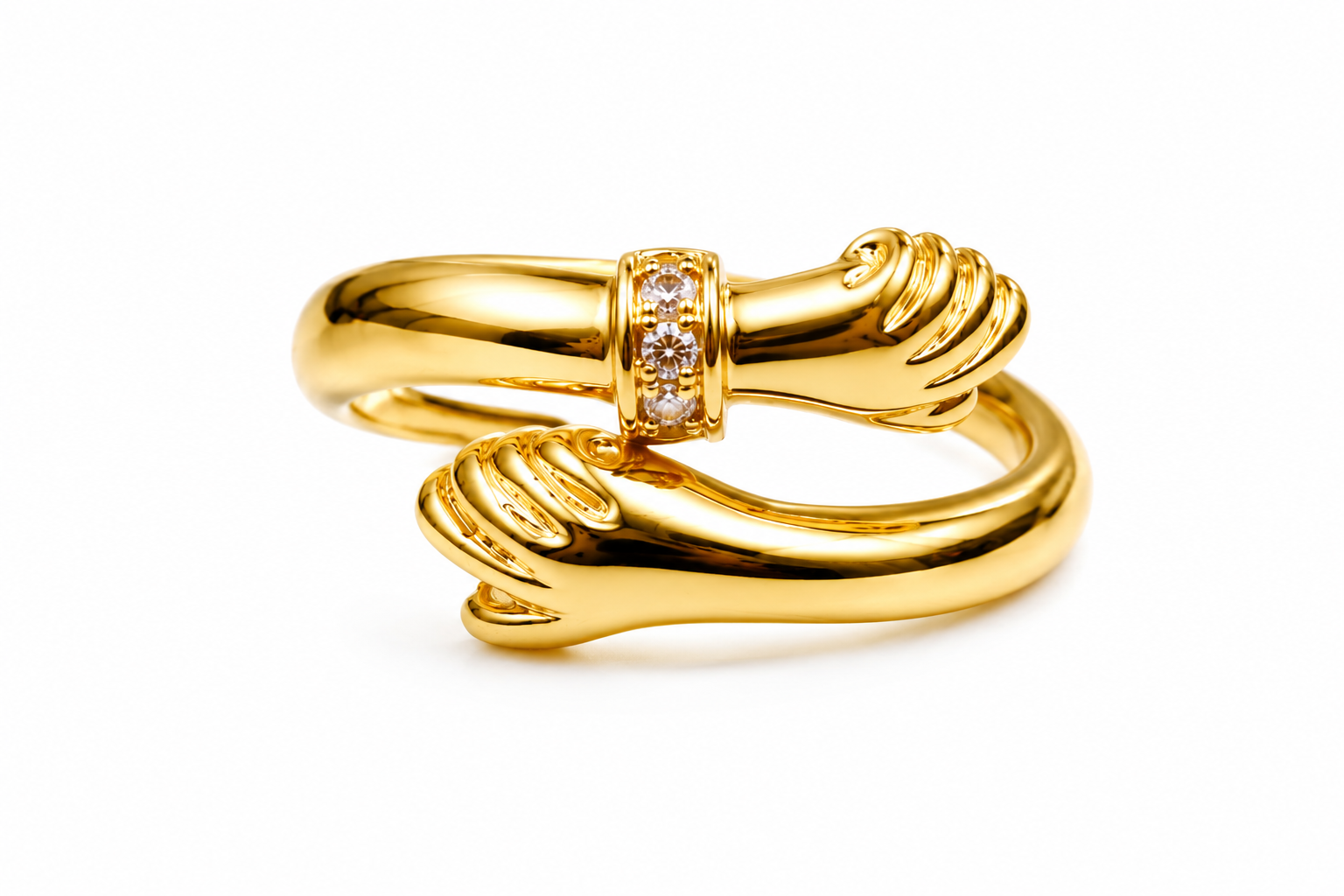 Embrace Hands Gold-Tone Statement Ring