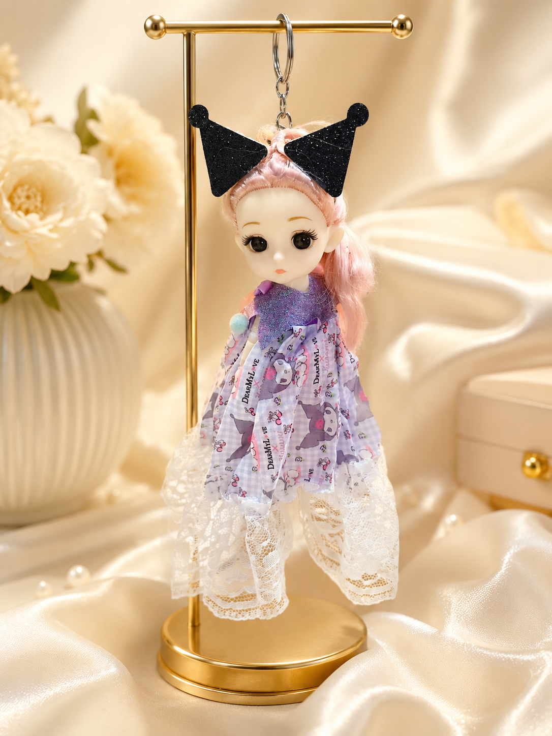 Cute Princess Doll Keychain – Premium Soft Toy Bag Charm | Pink Hair | Stylish Gift for Girls