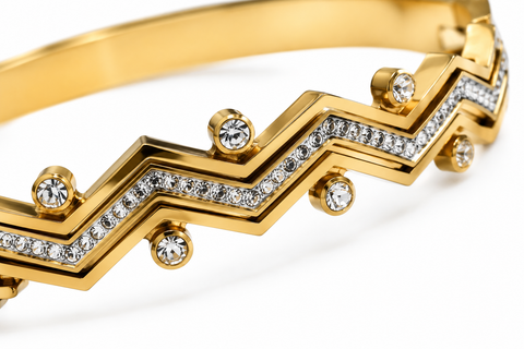 Celeste Zigzag Crystal Gold Bracelet