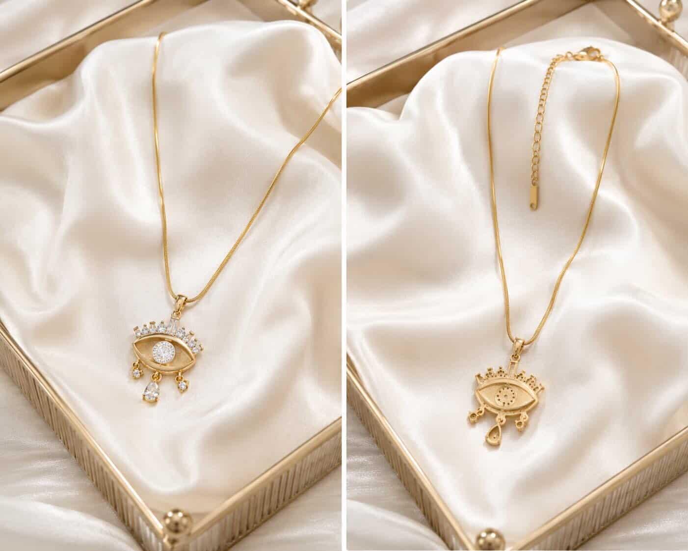 Premium Evil Eye Gold-Plated Pendant Necklace with Sparkling Zircon