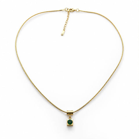 Premium Gold-Plated Green Stone