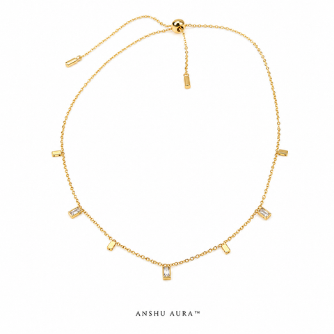 Golden Baguette Charm Necklace