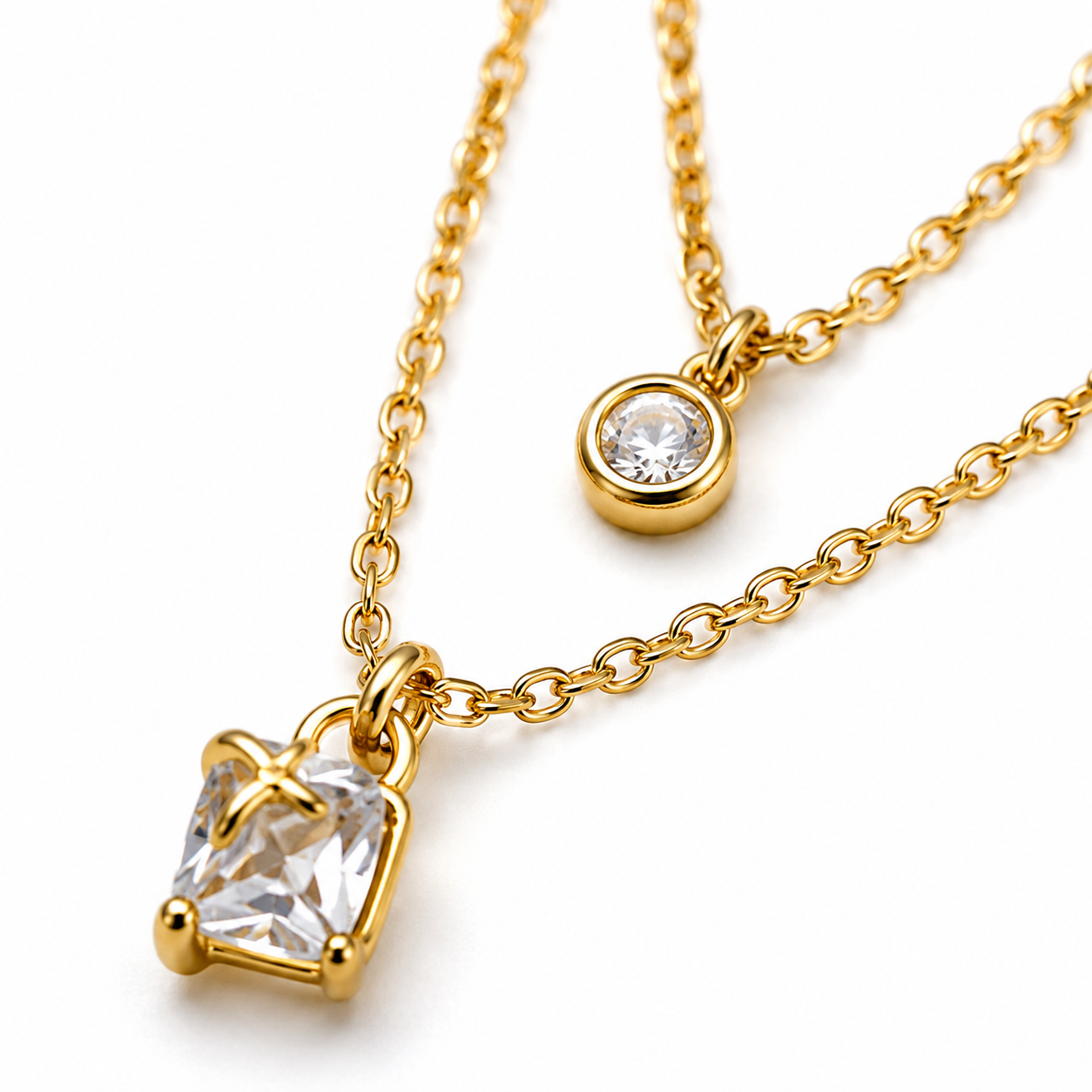 Celeste Dual-Layer Crystal Pendant Necklace