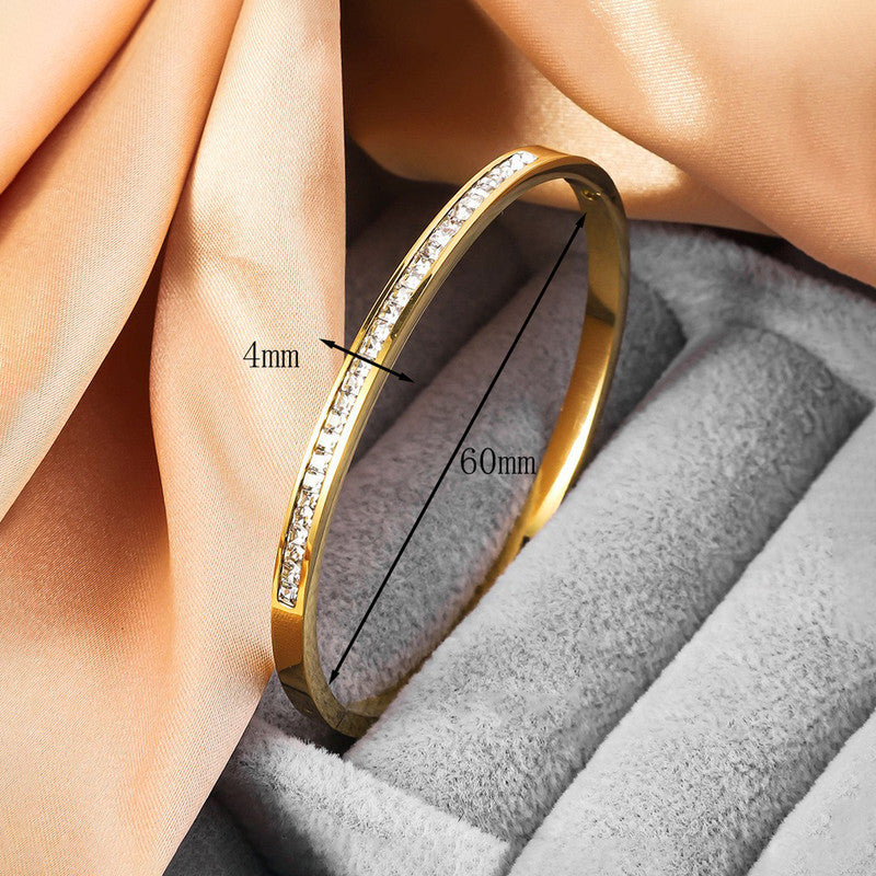 Timeless Elegance: 18K Gold Plated Baguette Zirconia Anti-Tarnish Bangle
