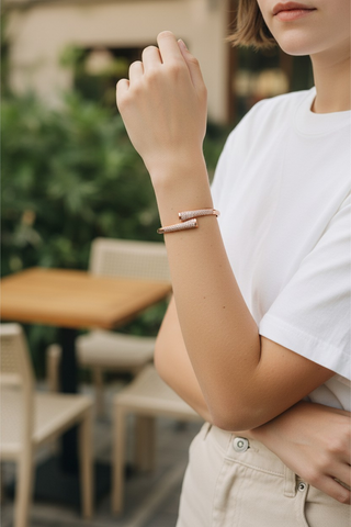 The Aura Rose Gold Nail Bypass Bangle
