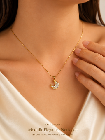 Moon Pearl Pendant Necklace for Women | 18K Gold Plated | Anti-Tarnish | Waterproof | Premium Gift