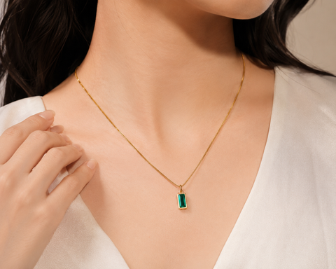 Emerald Green Rectangle Pendant