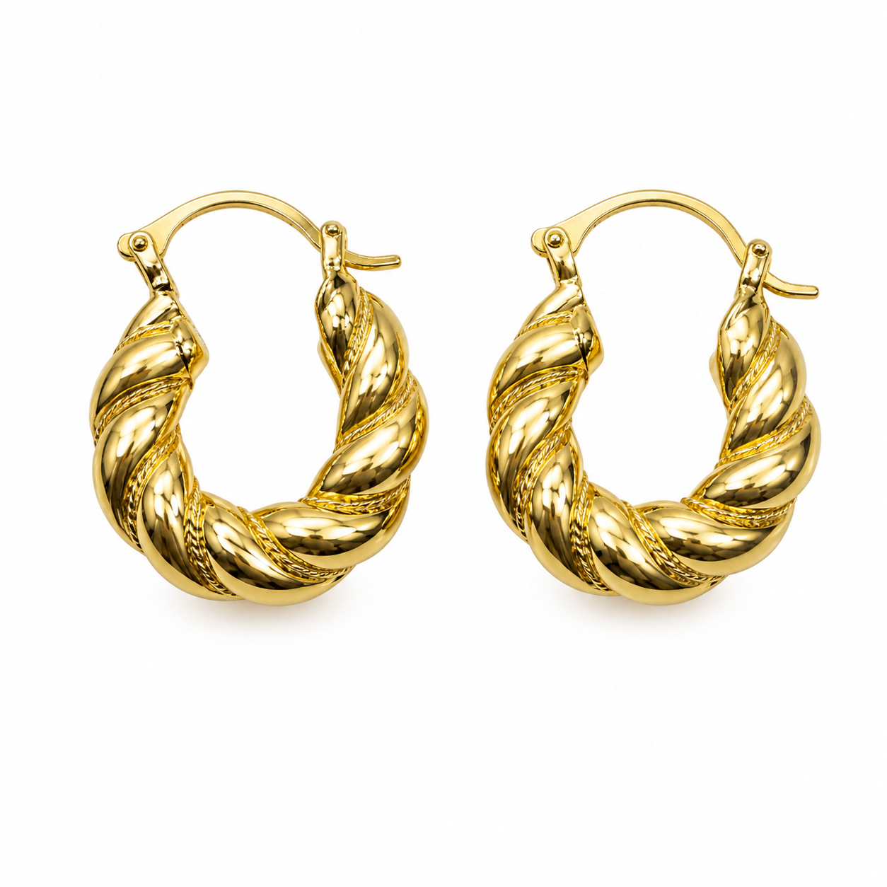 Twisted Gold Hoop Earrings