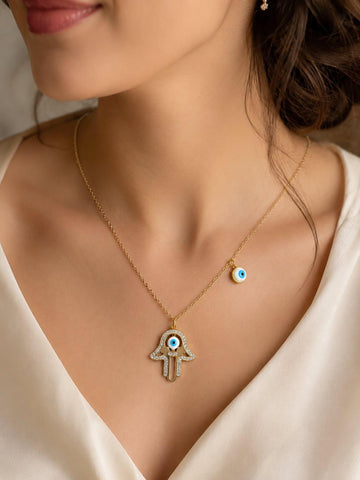 Hamsa Hand Evil Eye Necklace