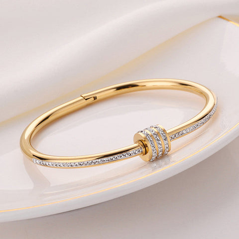 Premium gold plated crystal studded cylinder bracelets