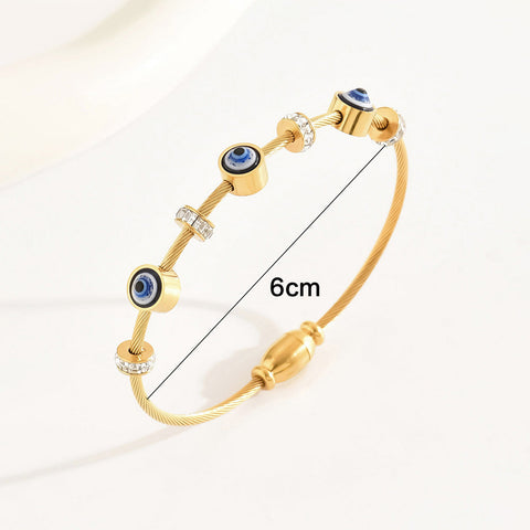 Aura Shield: Slim Twisted Cable Evil Eye Bracelet
