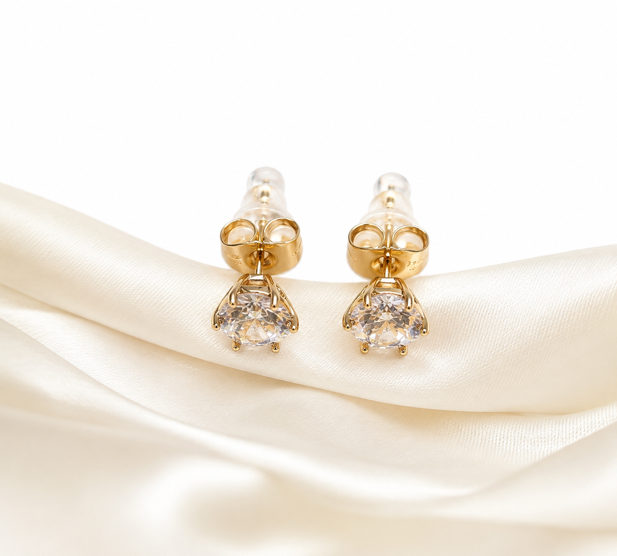 Celestial Solitaire CZ Stud Earrings