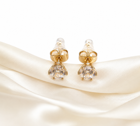 Celestial Solitaire CZ Stud Earrings