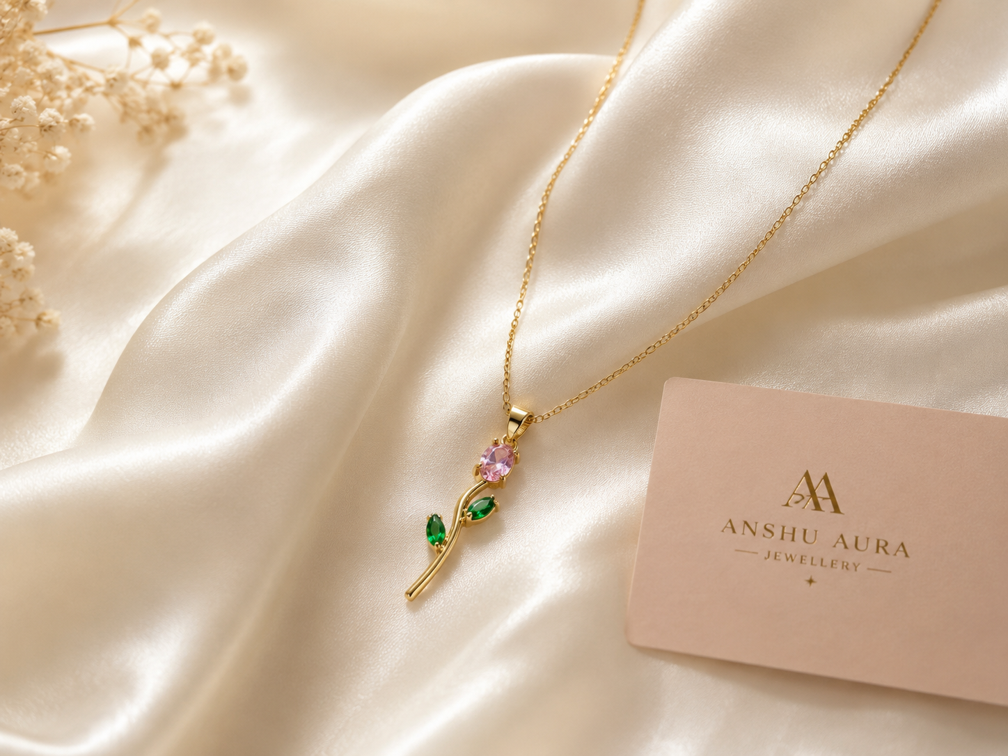 Pink Blossom Pendant Necklace